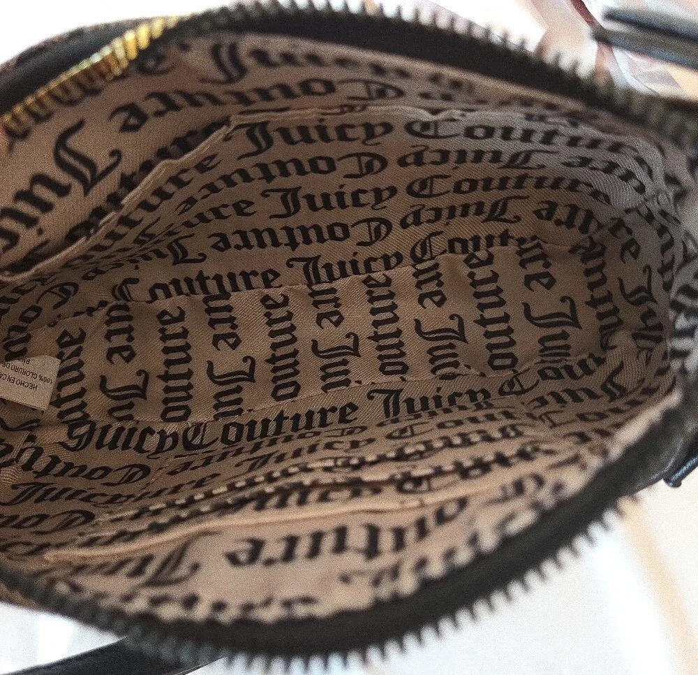Juicy Couture Gothic Script Wristlet with Gold Heart Charm
